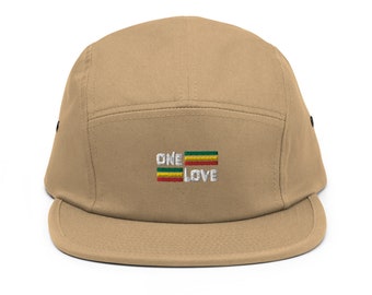 One Love Embroidered Five Panel Cap - Yupoong