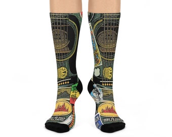 Worn and Traveled Guitar - Cushioned Crew Socks