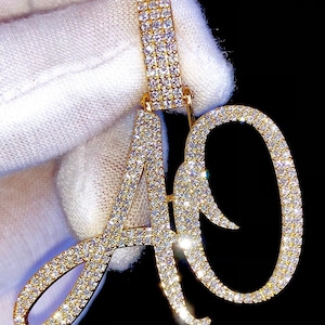VVS Moissanite Diamant Initial Anhänger Halskette, Buchstabe Anhänger Halskette, 8.00 Ct Moissanite Diamant Hip Hop Schmuck, schönes Geschenk für sie