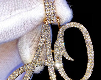 VVS Moissanite Diamond Initial Pendant Necklace, Letter Pendant Necklace, 8.00 Ct Moissanite Diamond Hip Hop Jewelry, Beautiful Gift For Her