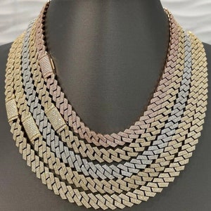 Premium 10 mm 22-calowy VVS1 Diamentowy Kubański Łańcuch Ogniw Moissanite 925 Srebro Sterlingowe Męski Łańcuch Przechodzi Test Diamentów Prezent Łańcucha Dla Mężczyzn Biżuteria