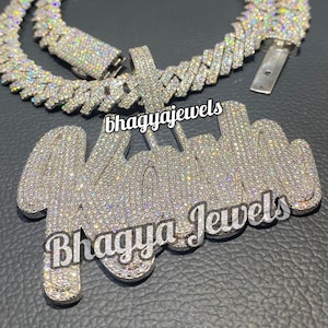 Colgante de moissanita VVS1 personalizado, collar de diamantes helados para hombre, joyería de plata de hip hop personalizada para hombre, colgante con dije de letra personalizado