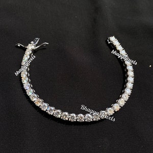 Bransoletka tenisowa Fully Iced out 5 MM 7 cali, okrągła bransoletka VVS Moissanite, bransoletka ze srebra 925 dla mężczyzn, prezent urodzinowy dla niego, Pass Tester