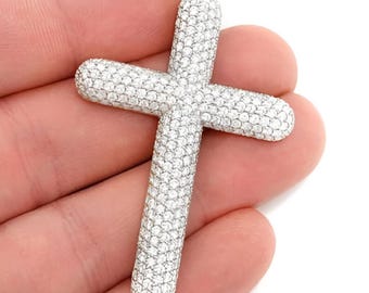 925 Sterling Silver Big Iced  Out Cross Pendant 8.5 Ct  Moissanite Passes Diamond Tester Hip hop 3D Type VVS Diamonds Pendant Necklace