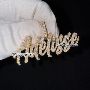 14K Solid Gold Diamond Name Necklace , Gold Name Necklace , Personalized Jewelry , Personalized Gifts , Mothers Day Gift , Gift Name Pendant