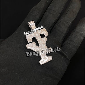 Colgante de letra completamente helado, moissanita VVS, colgante personalizado, dije de oro de 10 quilates para hombre, regalo de cumpleaños para él, pasa el probador de diamantes