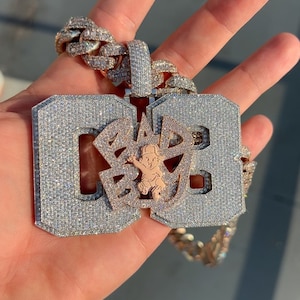 Colgante personalizado de Hip Hop Bad Boy para hombre, colgante redondo de moissanita VVS con plata de ley 925, regalo de Navidad, probador de diamantes.