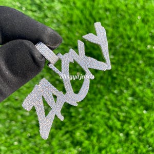 Colgante con nombre en capas para hombre con diamantes de moissanita auténticos, nombre personalizado, alfabeto, letra, cadena cubana, plata maciza 925 auténtica, probador de diamantes aprobado