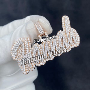 Colgante de moissanita VVS1 personalizado para hombre, colgante de hip hop con diamantes helados, collar con dije de letra con nombre en plata 925, regalo de aniversario para ella