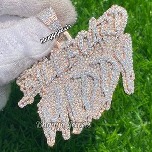 Colgante de moissanita personalizado grande de plata de ley 925 con letras de hip hop, colgante con placa de identificación de diamantes VVS, colgante helado