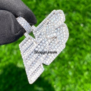 Colgante de moissanita personalizado, colgante con letra personalizada de moissanita VVS, colgante de moissanita VVS, colgante de moissanita de plata estilo hip hop, joyería para hombres