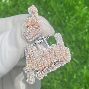 Colgante de letra personalizada de hip hop, colgante de letra inicial, colgante de moissanita con nombre de hip hop para mujer, joyería de hip hop Ice Out, plata de ley 925