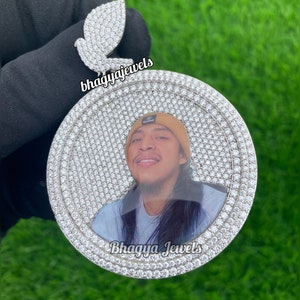 Gefrorener runder runder Fotoanhänger, Moissanite Kundenspezifische Foto-Halskette, Hip Hop Speicher-Anhänger, personalisierte Bildhalskette Muttertagsgeschenke