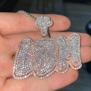 925 prata esterlina gelado nome pingente personalizado hip hop vvs1 moissanite diamante charme número colar passa diamante testador carta pingente