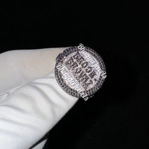 Anillo con letra inicial personalizado, anillo con letra del alfabeto con diamantes pavé, anillo con nombre inicial, anillo con nombre personalizado de rapero campeón para regalo de cumpleaños