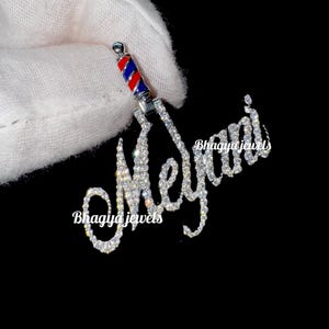 Dije de nombre personalizado de moissanita helada/Colgante de nombre personalizado de diamante real/Dije de nombre personalizado de diamante/Regalo de nombre personalizado/Colgante de poste de barbero personalizado