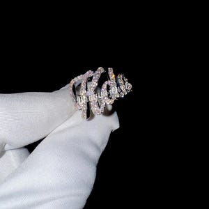 Anillo con nombre personalizado de diamante cultivado en laboratorio, anillo de diamante personalizado, anillo de hip hop, anillo con inicial de 3 letras personalizado, regalo de San Valentín para él y para ella