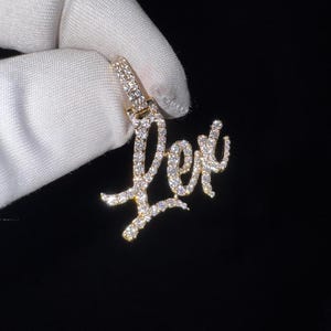 Collar con colgante de nombre personalizado con diamantes / Joyería con iniciales en oro de 14 quilates / Regalo de aniversario