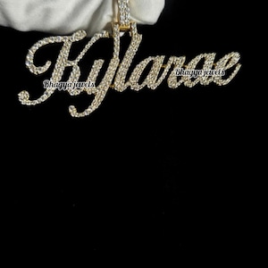 VVS Diamond Moissanite Custom Name Plate Pendant Necklace| Personalized Gift for Mother&#39;s Day|Diamond Name Jewelry Graduation Gift for Women