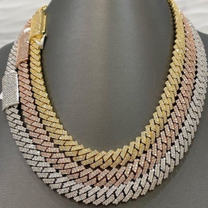 Premium Iced out 15,50 mm Kubański łańcuszek ogniwowy, Moissanite Cuban Necklace, 925 Srebrny męski łańcuszek, VVS Moissanite Gift Of Chain Hip Hop Men Jewelry