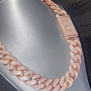 Premium 20 MM VVS Moissanite 925 Srebrny Łańcuszek, 22-calowy Miami Iced Out Kubański Łańcuch Link, Hip Hop Męska Biżuteria Zdaje Test Diamentów, Prezent Z Łańcuszka