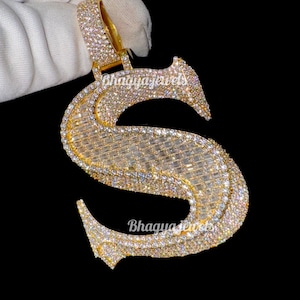 Pingente de moissanite baguette VVS personalizado em prata 925, ouro, qualquer letra, pingente hip hop, testador de diamantes, presentes de aniversário personalizados