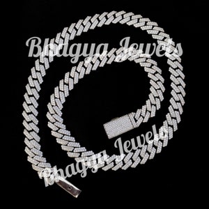 Premium ICED OUT Bling Prong Miami Moissanite 10 MM Kubański łańcuszek męski z pełnym kryształowym zapięciem Drippy prezent urodzinowy z łańcuszkiem dla mężczyzn biżuteria
