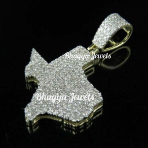 Colgante de diamantes VVS con mapa de TEXAS personalizado helado, encanto de moissanita con plata de ley 925, regalo para él, probador de pases