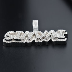 VVS Moissanite Name Hip Hop Pendant For Women, Iced Out Custom Bling Handmade Letter Pendant, 925 Silver, Nameplate Gift For Her Him