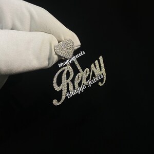 Colgante de letra personalizado con escarcha para mujer, colgante con nombre de moissanita VVS, dije de plata de ley 925, regalo de Navidad para ella, pasa la prueba.