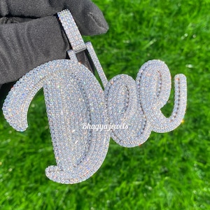 Colgante con inicial de hip hop - Joyas personalizadas con nombre y letra - Joyas de rapero con diamantes de moissanita - Colgante personalizado con nombre - Letra personalizada