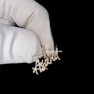 Colgante con nombre y letra cursiva de una sola capa personalizado para hombres y mujeres, joyería de hip hop personalizada, collar con nombre y dije IcedOut, regalo de cumpleaños