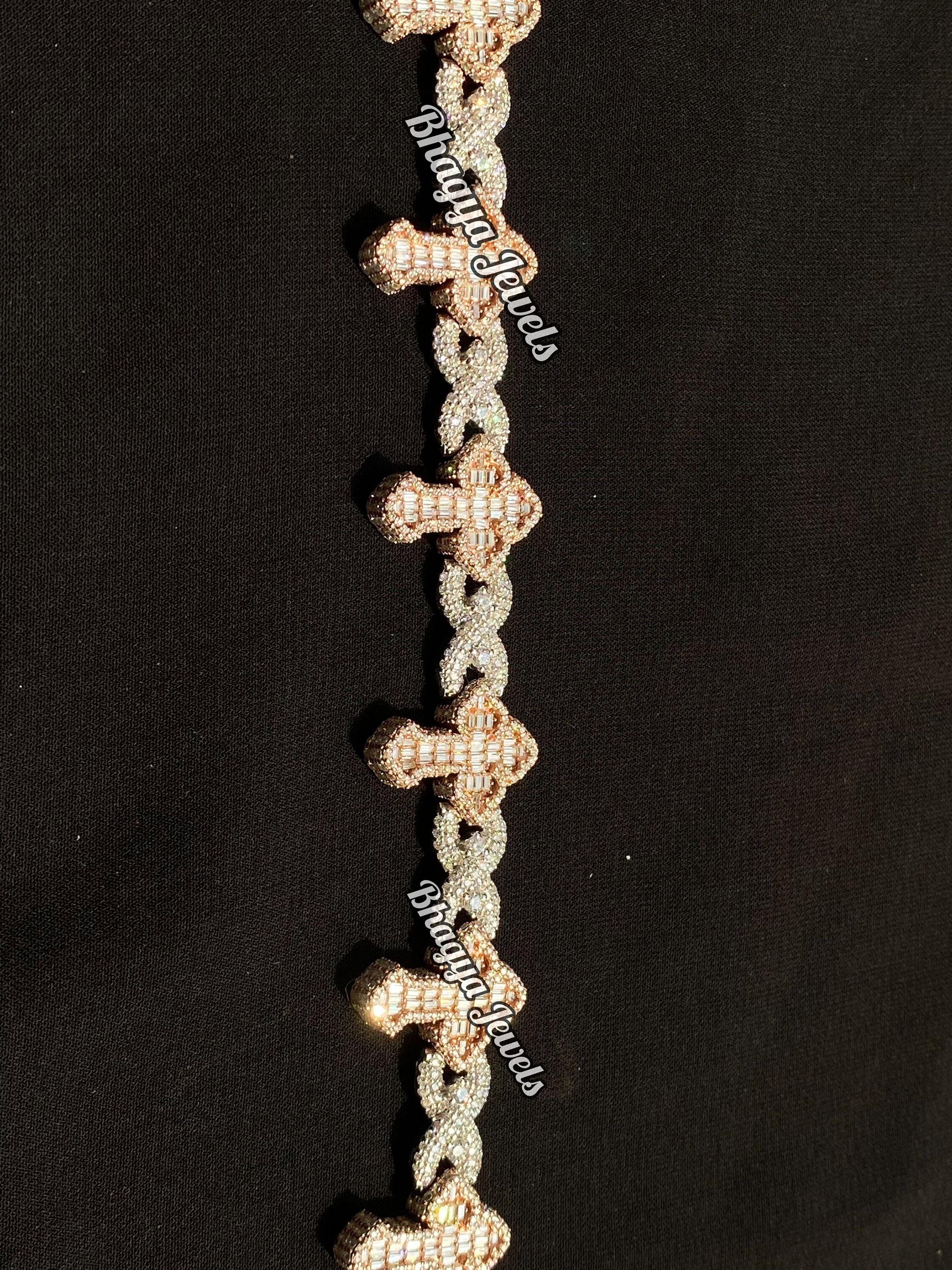 ☆MARS MARK☆ Light Cross Bracelet No1 M58 Iced Out Infinity Cross Bracelet, Marquise Round Cut