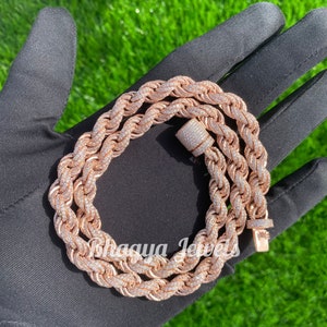 Thick Iced Out VVS 8MM Rope Chain, Moissanite Diamond Rope Chain for Men, Hip Hop Rope Chain, Iced out Bling Thick Rope Chain For Men