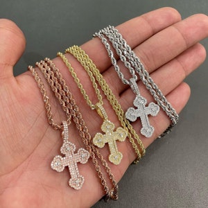 Men&#39;s Iced Out Cross Pendant, Moissanite VVS Pendant, 925 Silver Pendant, Personalized Hip Hop Jewelry, Gift for him, Passes Diamond Tester.
