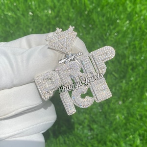 Iced Out Customized Letter Pendant /Men&#39;s Diamond Drip Pendant / 925 Silver Rapper Pendant/Personalized Bail /Anniversary Gift For Husband
