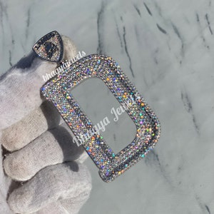 Colgante de hip hop con letra personalizada, colgante de moissanita VVS, colgante de moissanita con letra personalizada, colgante de moissanita con nombre personalizado unisex