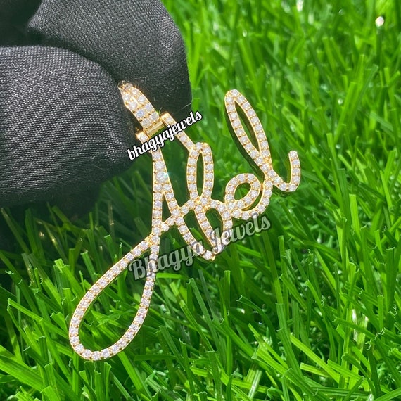 Icy Hip Hop Lab Grown Diamond Cursive Personalized Name Necklace