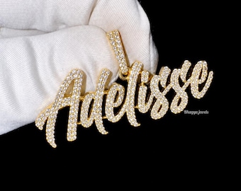 14K Solid Gold Diamond Name Necklace , Gold Name Necklace , Personalized Jewelry , Personalized Gifts , Mothers Day Gift , Gift Name Pendant