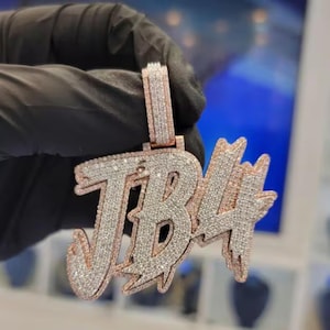 Colgante de letra JB4 personalizado, colgante de plata 925, joyería de hip hop para hombres, colgante de plata VVS Moissanite, regalo de cumpleaños para él, probador aprobado