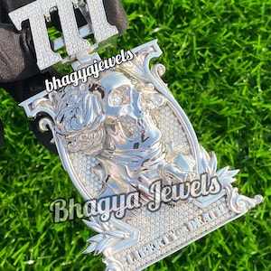 Fully Iced Out 3D Skull Pendant Men&#39;s Hip Hop Handmade VVS Moissanite Face Pendants Custom Rapper Men Pendant, Liberty or Death Pendant