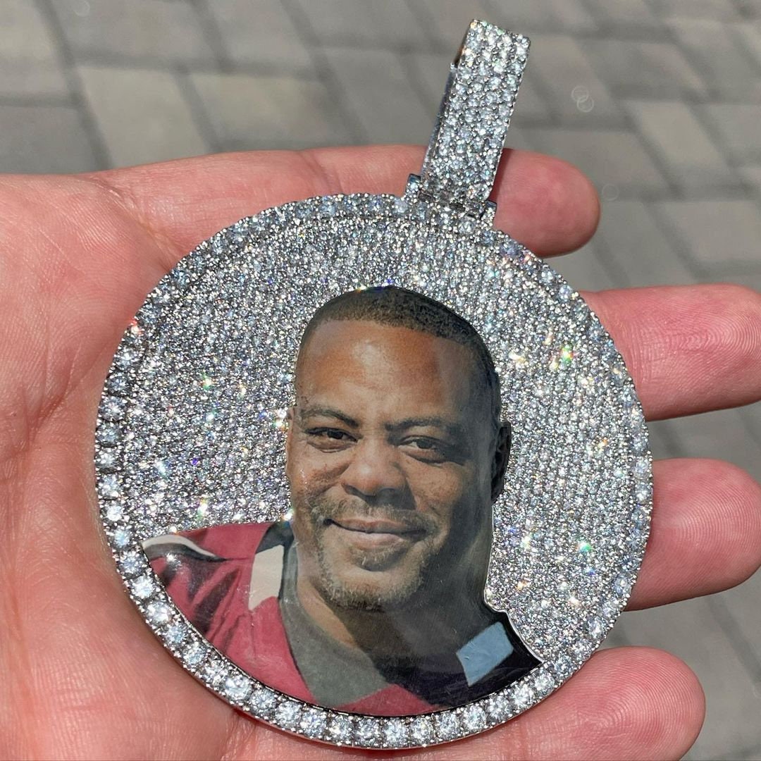 STAND OIL☆Dear Memory Necklace Premium 925 Sterling Silver Photo Pendant Fully Iced Out