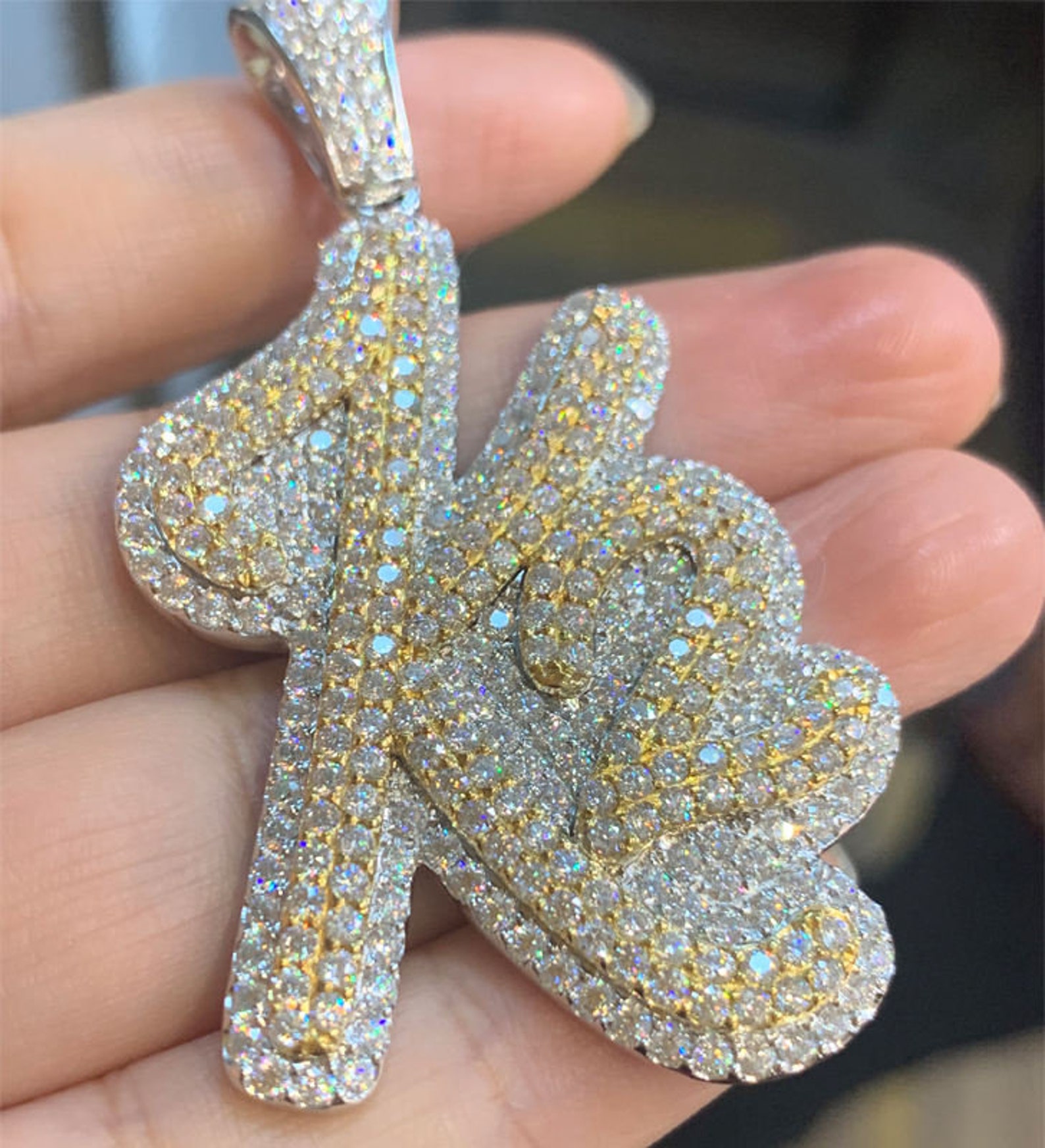 Customized Cursive Font Custom K2 Letter Number Pendant / Certified Lab ...