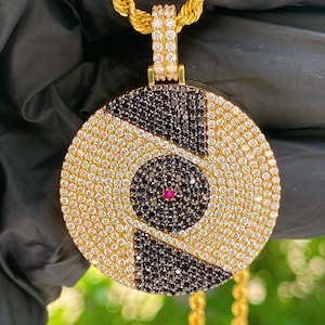 Moissanite Iced Out Round Circle Hip Hop Rapper Medallion Pendants Solid 925 Sterling Silver PASSES DIAMOND TESTER!!!