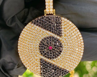 Moissaniet Iced Out ronde cirkel hiphop rapper medaillon hangers massief 925 sterlingzilver PASSEN DIAMOND TESTER!!!