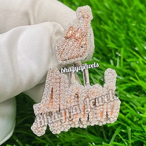 Collar personalizado con cualquier letra/palabra/nombre/número inicial en plata de ley 925, probador de diamantes, colgante de diamante de moissanita para joyería de hip hop