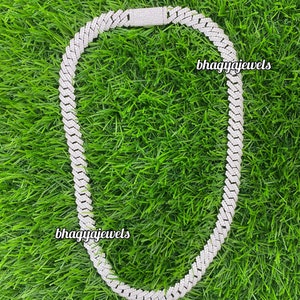 Naszyjnik z ogniwami łańcucha z mrożonego kubańskiego łańcucha Bling Cuban Chain Hip Hop Jewelry 12,50 mm 925 Srebrny naszyjnik kubański Łańcuch Miami Gruby łańcuch lodowy
