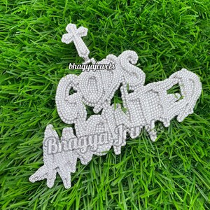 Colgante de cruz personalizado, colgante de moissanita helada, colgante de plata de ley 925, colgante de raperos de hip hop para hombres, cualquier colgante de letra personalizado
