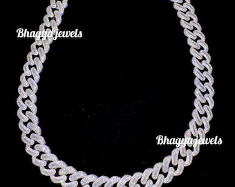 20MM Men's Baguette Diamond Cuban Chain | Cuban Link Chain | Men's Iced Out Chain | Iced Out Necklace | 925 Silver Hip Hop Rapper's Chain