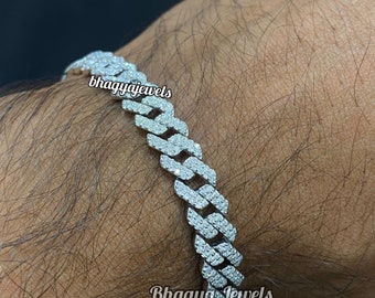 Fully Iced out VVS Cuban Link Bracelet 8.00MM Moissanite Cuban Bracelet 925 Silver Bracelet Birthday Gift for him Passes Diamond Tester